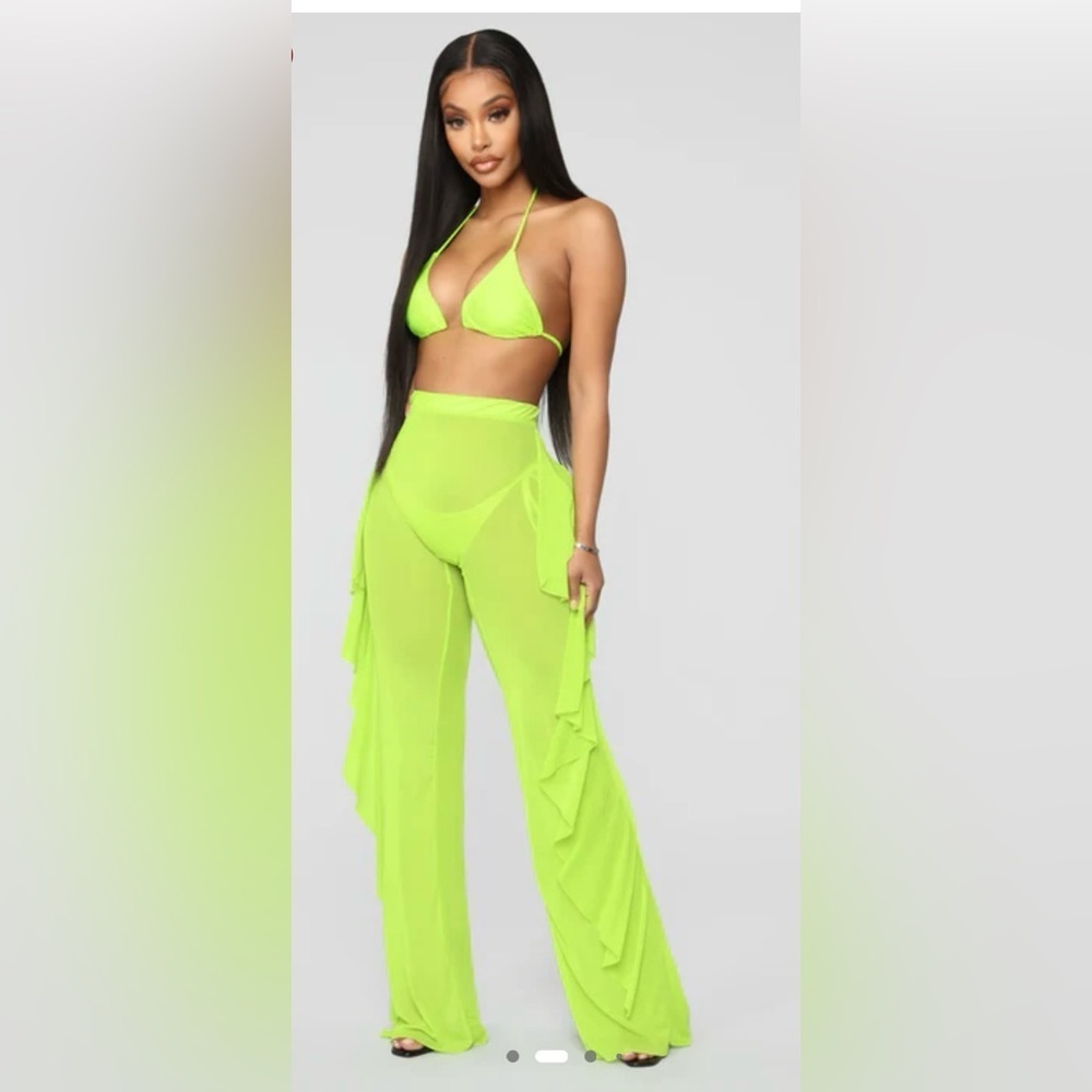 M,ā Sunshine See Through Cover Up Pant - Lime | Fashion Nova | NWT